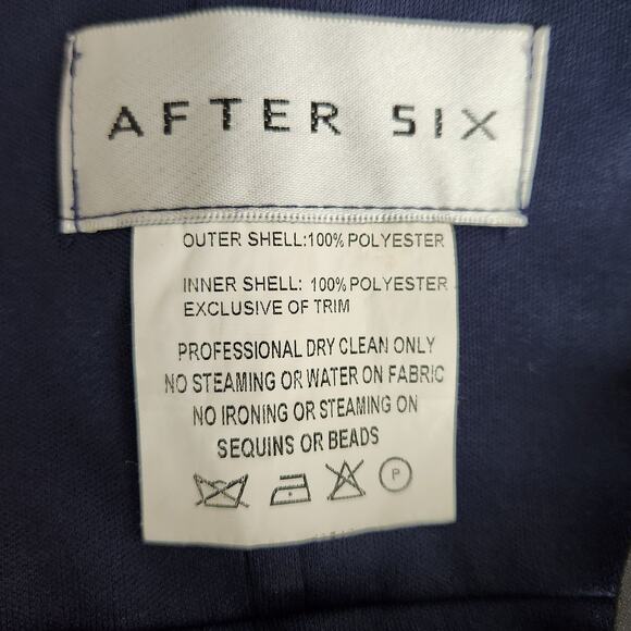 After Six Chiffon Halter Formal Dress Navy Blue Size 8 - Picture 3 of 7